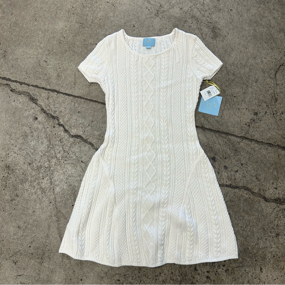 Cynthia Steffe CeCe Cream Cable Knit Scoop Neck Sweater Dress Size S Small NWT